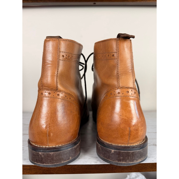 Men's Stafford Brown Leather Brogue Boots 10.5 - Picture 4 of 9